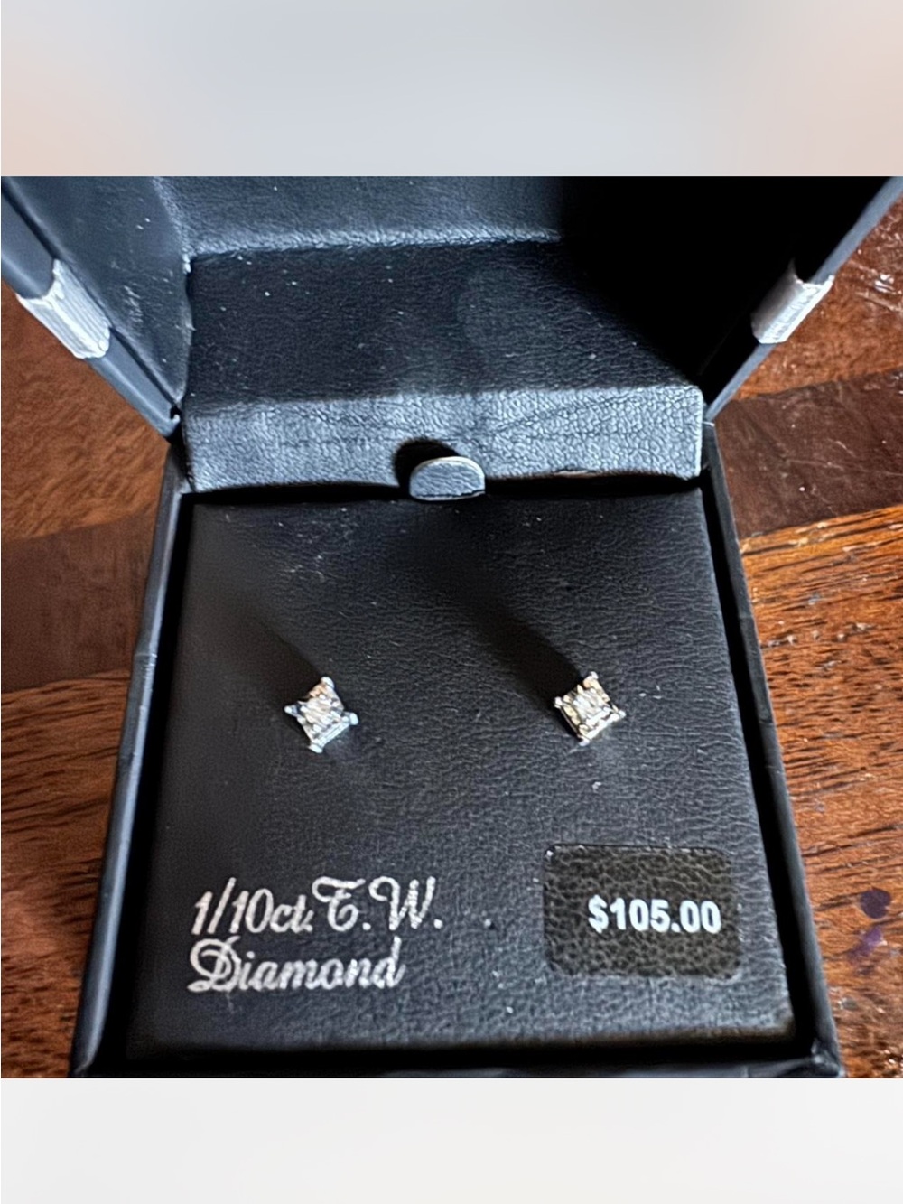 Diamond Accent Princess-Cut Stud Earrings - White Gold Tone